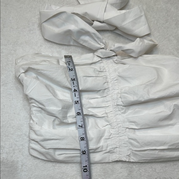 Pants Store White Ruched Tie Front Crop Top - Picture 3 of 11